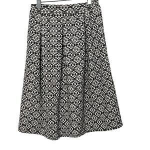 JOE BENBASSET PLEATED MIDI SKIRT, WOMENS, XS, GREY BLACK WHITE DIAMOND PATTERN